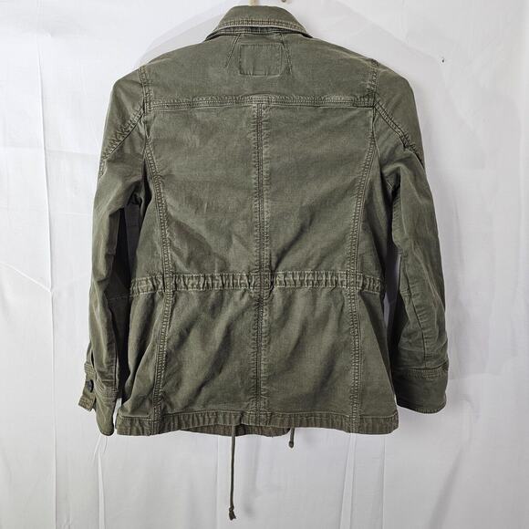 Lucky Brand Utility Jacket Military Green Zip Pockets Womens Small Cinch Waist - Picture 7 of 15